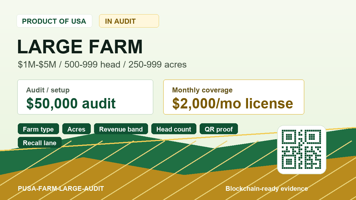 Product of USA Large Farm Audit