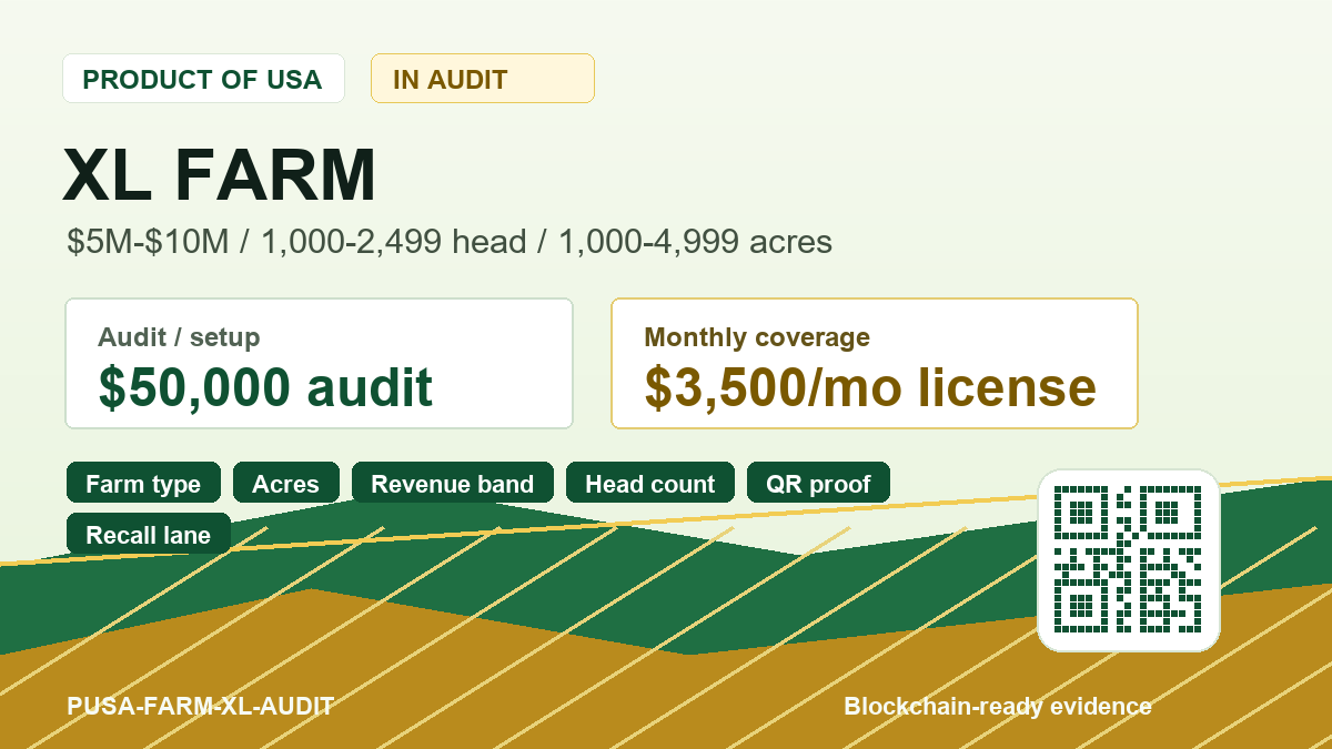 Product of USA XL Farm Audit