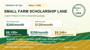 Small Farm Scholarship Monthly Plan